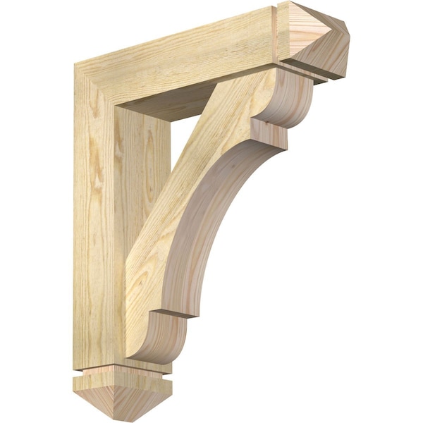 Ekena Millwork Olympic Arts and Crafts Rough Sawn Bracket w/ Offset Brace, Douglas Fir, 6"W x 22"D x 26"H BKT0604X22X26OLY03RDF - main